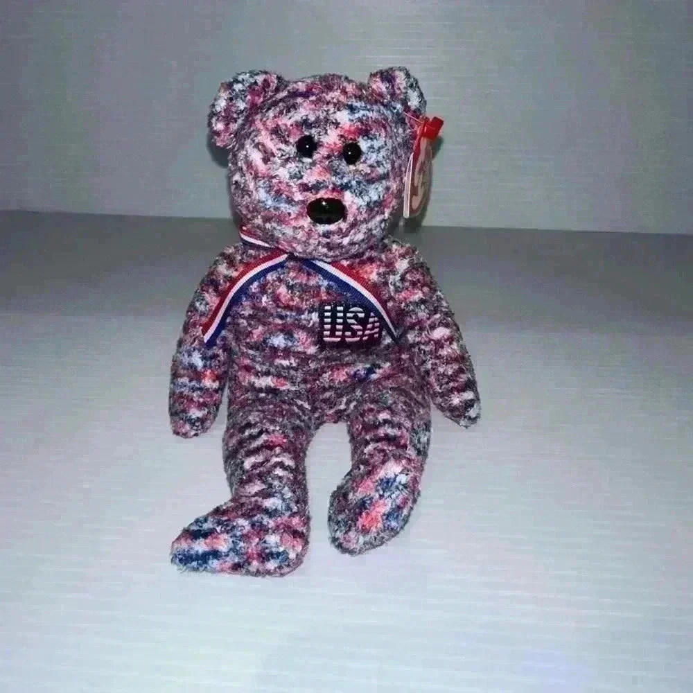 Ty Beanie Baby USA Red Blue Plush Stuffed Animal 2000 P.E. Pellets
